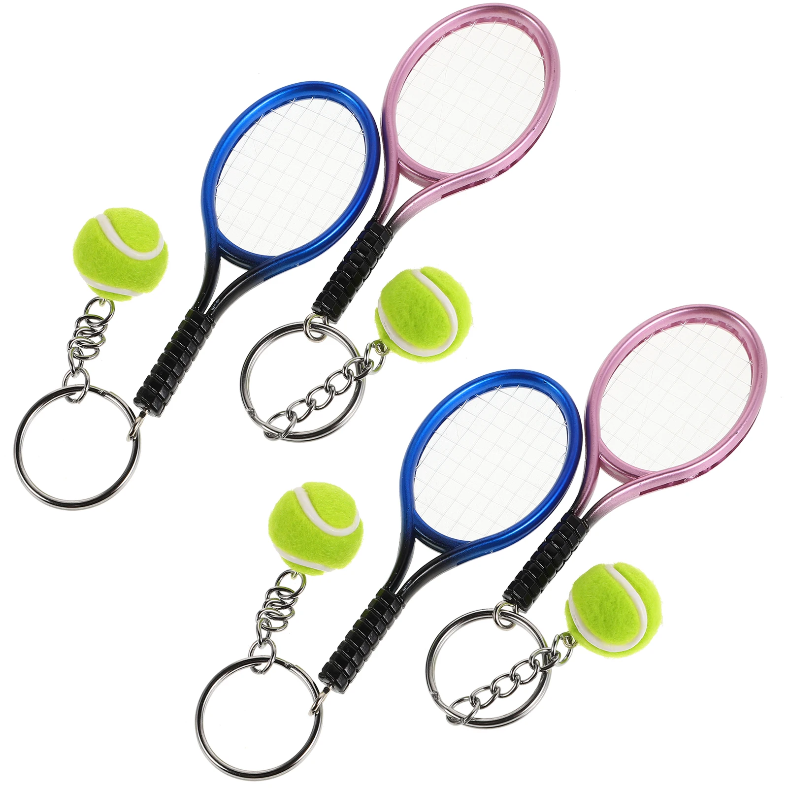 

4Pcs Delicate Tennis Keychains Racket and Ball Design Sports Keychain Gift for Tennis Enthusiasts Creative Key Holder Pendant