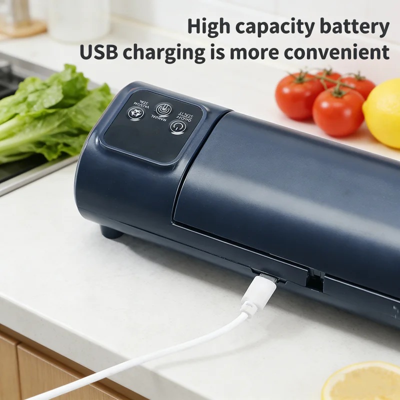 Portable LCD Digital Display Rechargeable Wireless Vacuum Sealing Machine Food Plastic Sealing Machine Home Packing Machine
