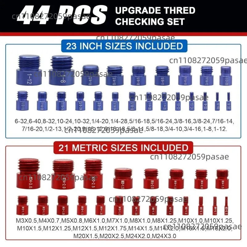 Nut and Bolt Thread Checker Gongzi Gui 44-Piece Metric and Imperial Set
