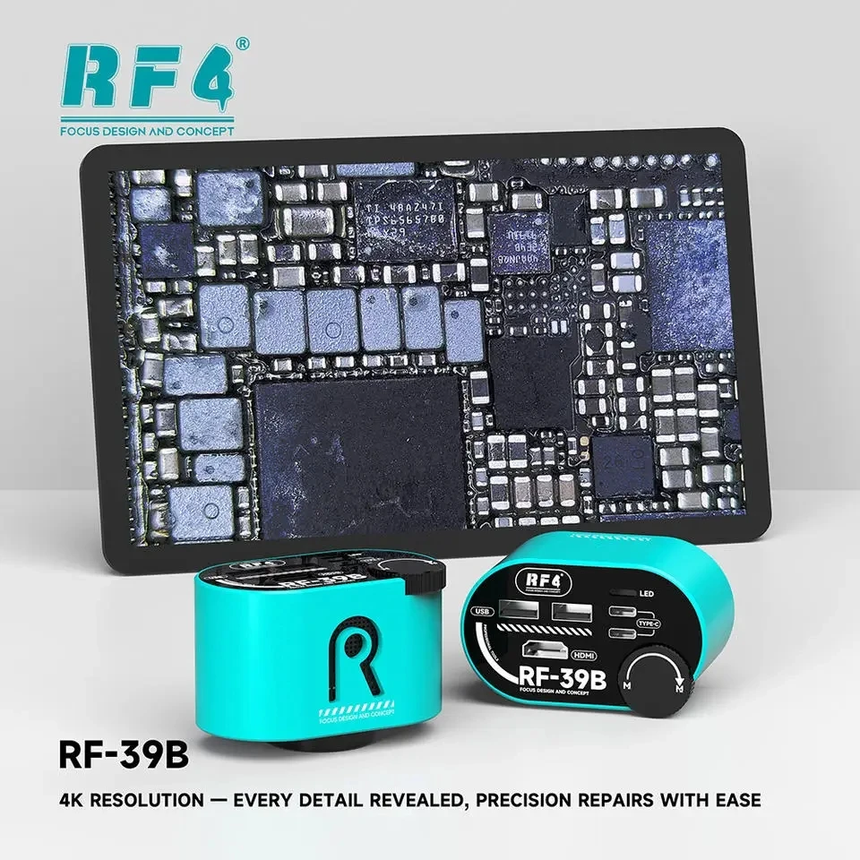 Rf4 RF-39B zoom sem perdas grande angular cmos 4k câmera microscópio com volante de zoom para reparo de precisão de chip pcb eletrônico