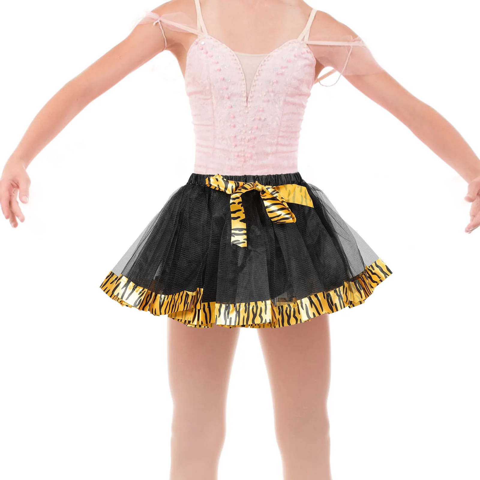 

Tutu Skirt for Girls Lightweight Mesh Fabric Layered Tulle Performance Dance Halloween Costume Bright Color M Size