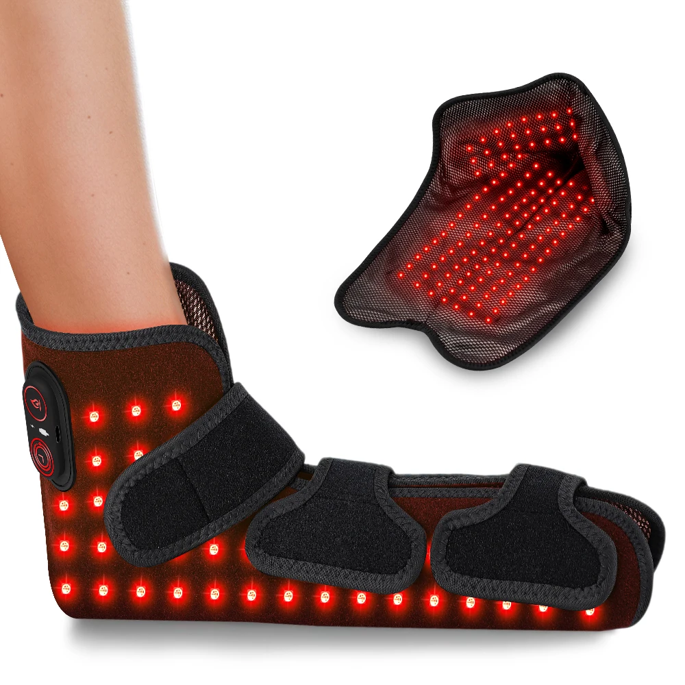 153 LEDs 660nm Red Light Heating Foot Ankle Elbow Pad, Electric Heated Ankle Wrap for Foot Heel Elbow Protect Support Brace