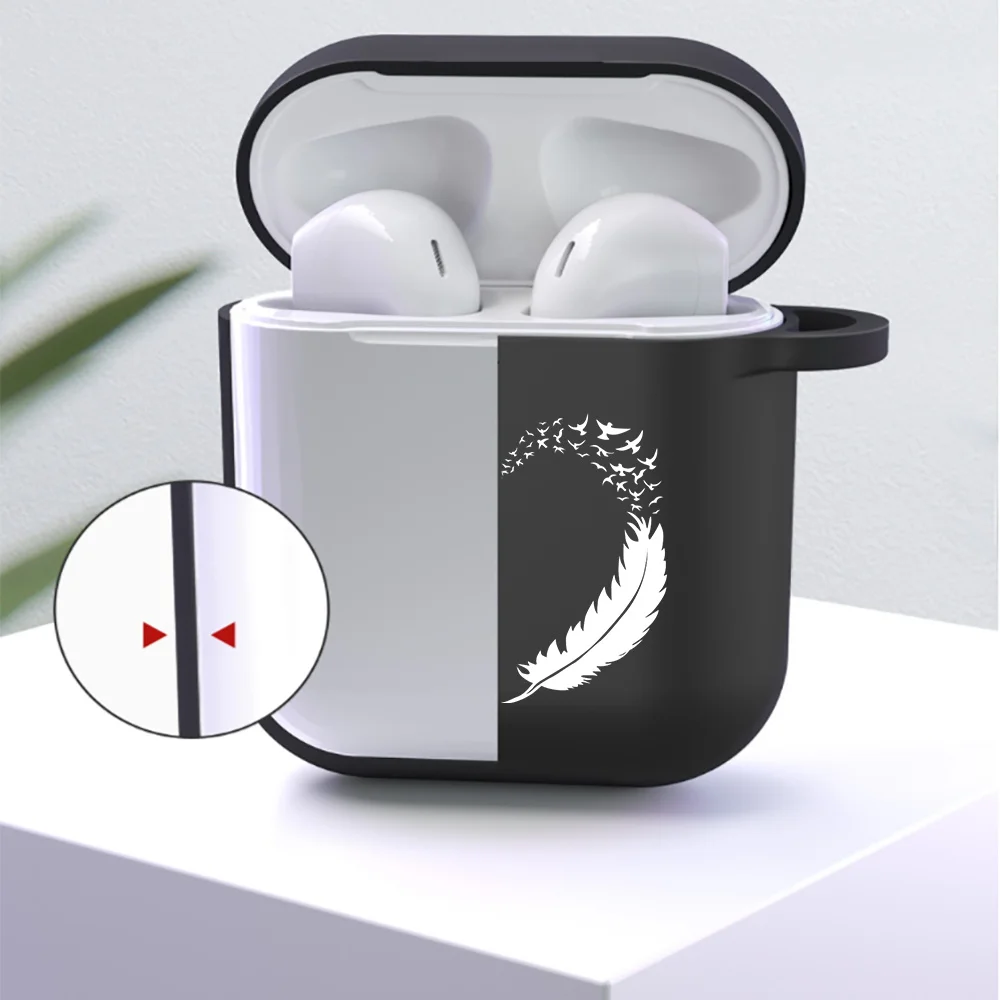 Earphone Case for Apple AirPods 1st/2nd Generation Feather Series Print Anti-drop Wireless Bluetooth Headphone Silicone Cover