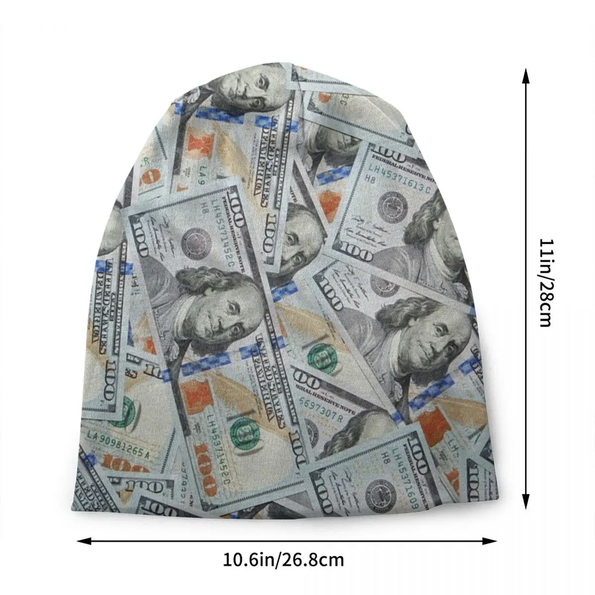 US Dollars Pattern Beanie Cap Winter Warm Bonnet Homme Knitting Hats Hip Hop Outdoor Money Skullies Beanies Caps For Men Women