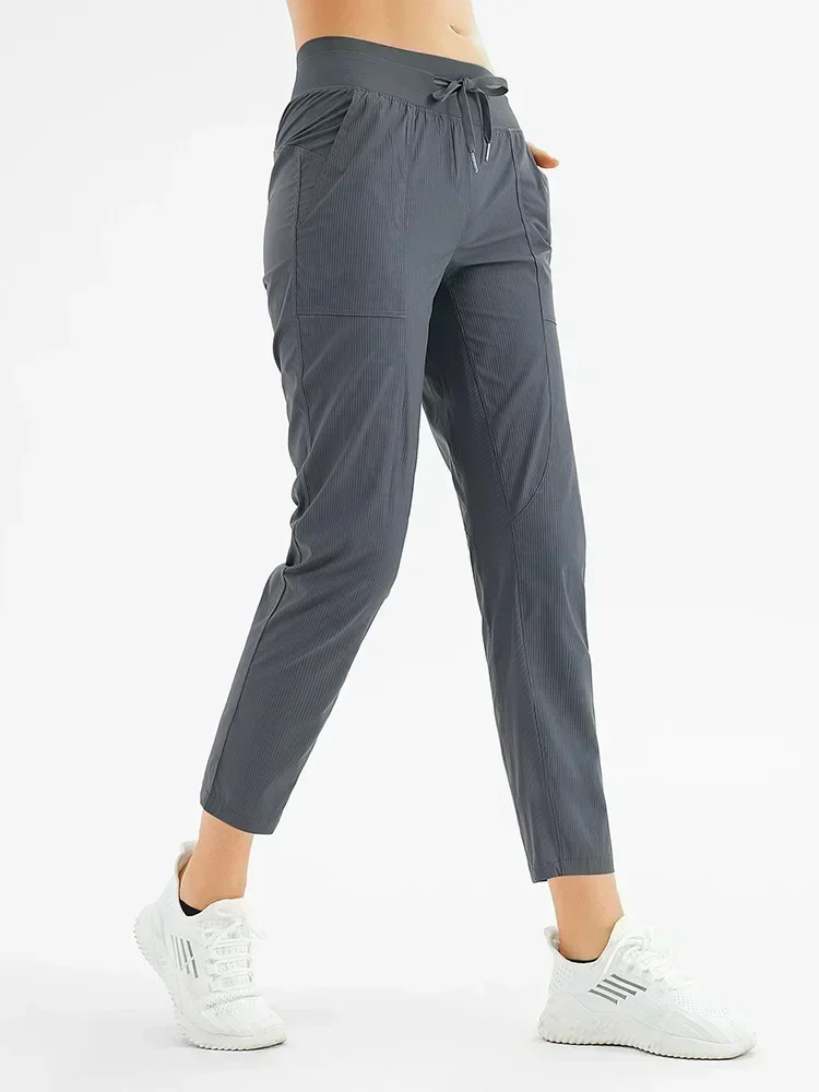 Lemon-Pantalon de survêtement élastique pour femme, pantalon de sport décontracté, séchage rapide, neuf points, course à pied, yoga, fitness, printemps et été