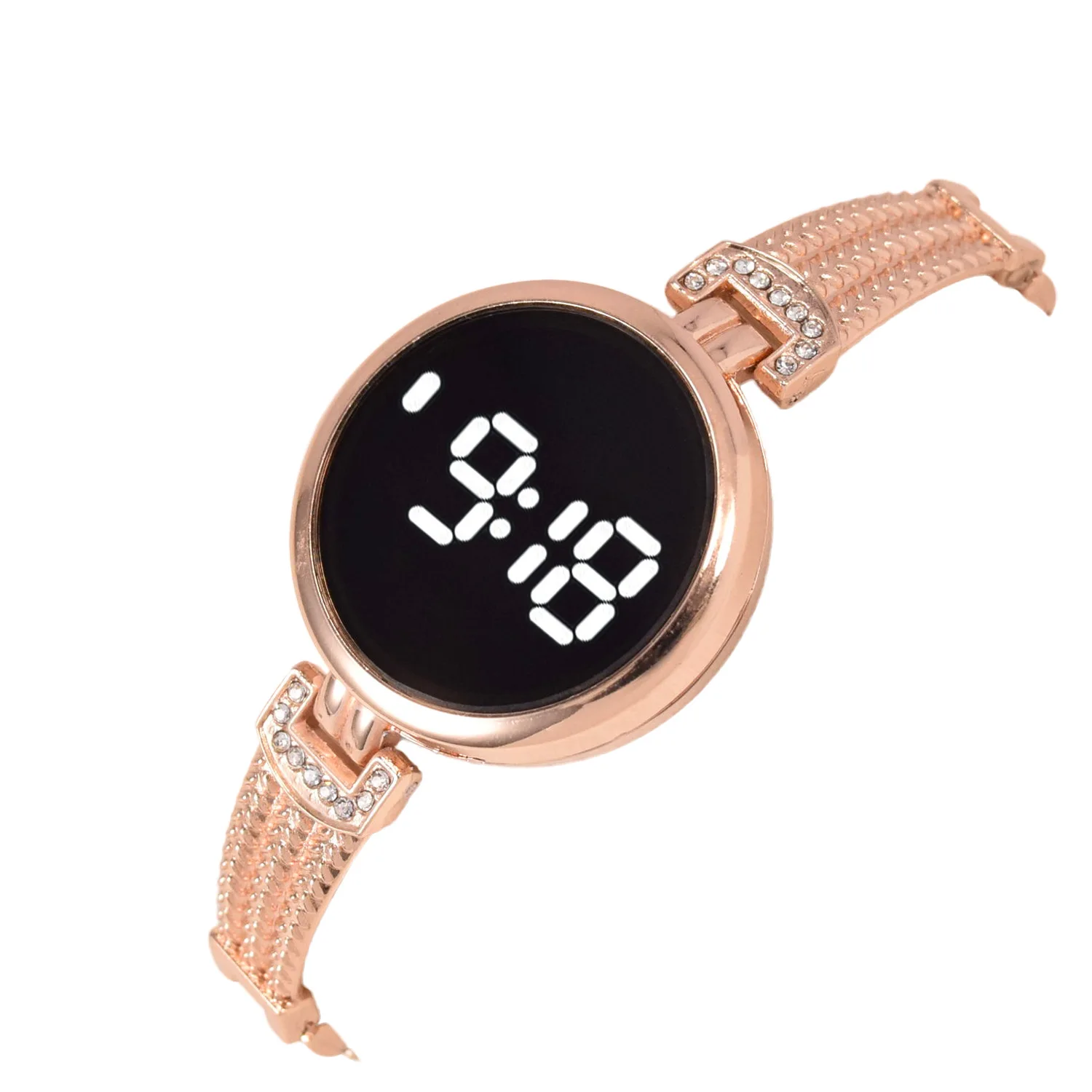 Luxury Women's Touch Watches Rose Gold Stainless Steel Ladies Wristwatch LED Digital Watch for Women Electronic Clock