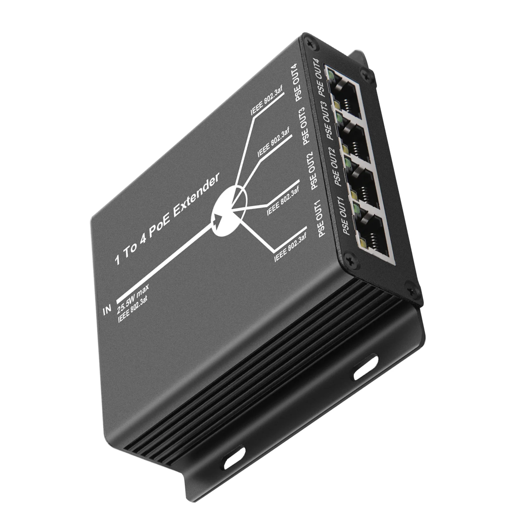 BAAE 4 Port IEEE802.3Af PoE Extender for IP Camera Extend 120M Transmission Distance with 10/100Mbps LAN Ports 4 POE Extender