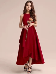 Teen girl's burgundy dress skirt for birthday party performance or wedding evening dress
