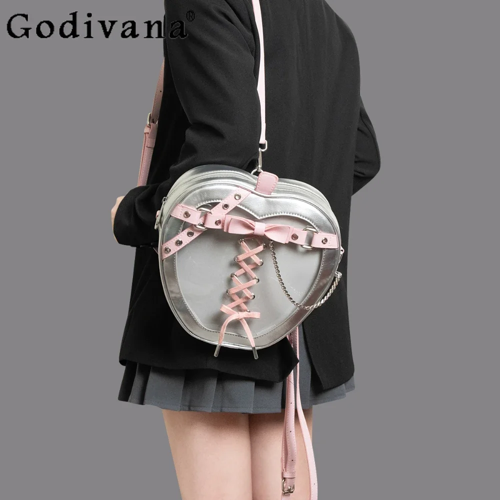 Cute Sweet Fashion Red Itabag Leather Shoulder Bag Bolso Bow Gothic Crossbody Bag Backpack Schoolbag