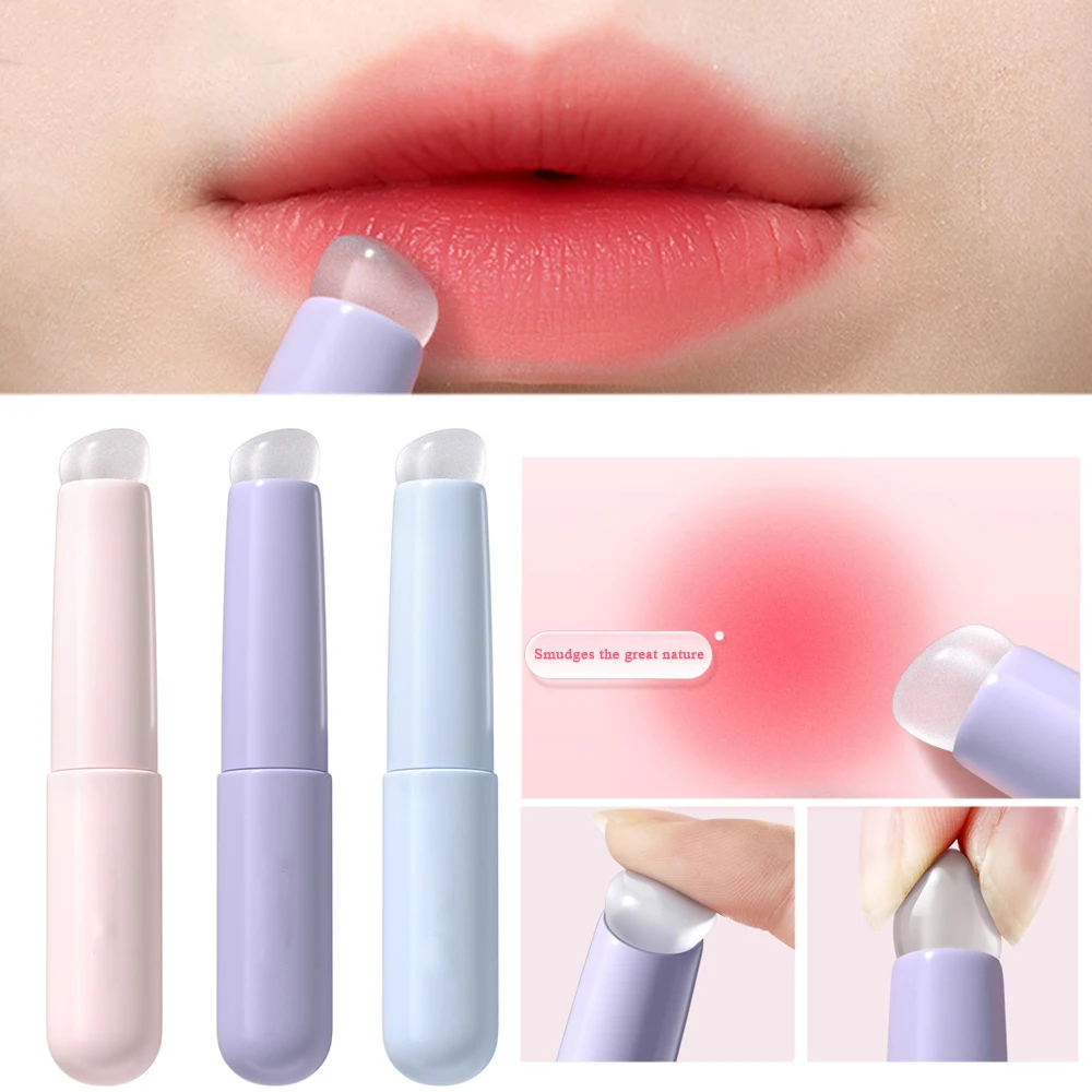 1 pz Mini pennello per labbra in Silicone con coperchio applicatore per rossetto a testa tonda pennello correttore multiuso accessori per strumenti per il trucco