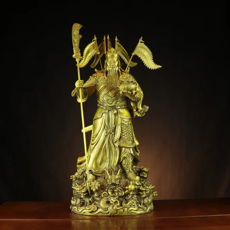 Copper Guan Gong God of Wealth  Guanyu, the Second Lord Guan Kowloon Guan Gong Flag  Tuo Bao Treasure Basin Guan Gong Figurine