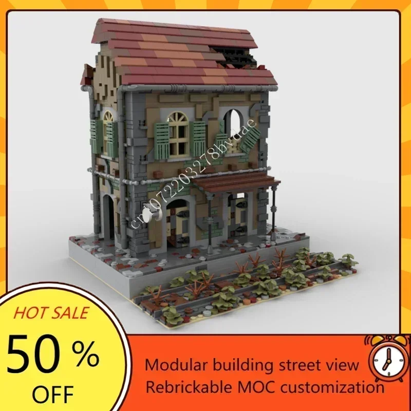2474PCS Abandoned Train Station Modular MOC Building Model Creative Street View Custom Puzzle Architecture DIY Assembly Toy Gift