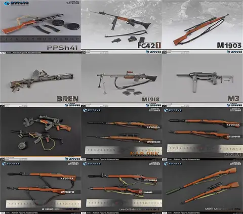 ZYTOYS 1/6 PPSh41 FG42-1 M1903 BREN M1918 M3 AK-47 AKS47 KAR.98K MK.I Rifle Plastic Model Toy Fit 12'' Figure In Stock