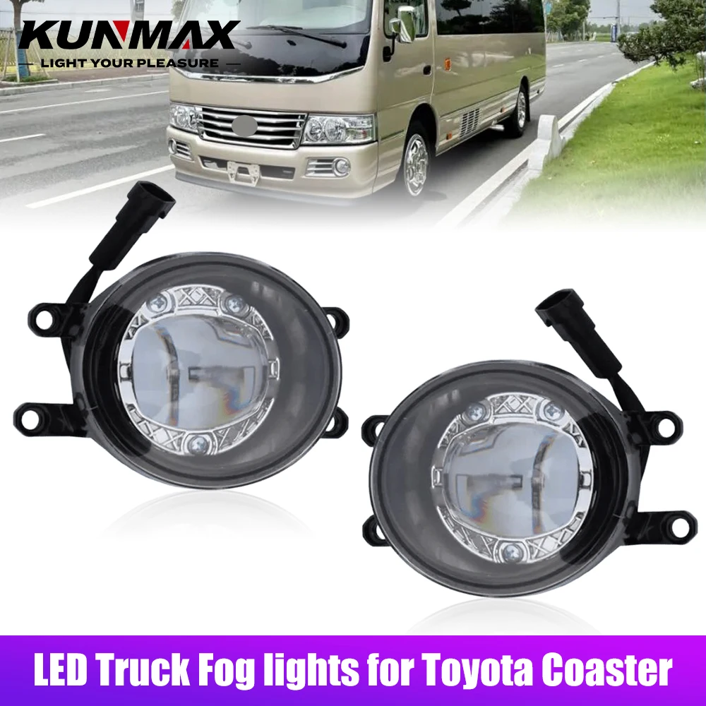 Heavy Trucks LED Fog Lights Assembly For TOYOTA Coaster Dual Lens Fog lamp Driving Lamp Front Bumper Light