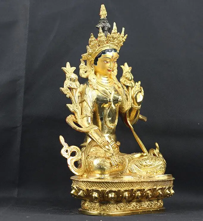 NEW 33CM LARGE  Buddhism TOP GOOD Buddha figure HOME BLESS Talisman Protection- gilding Tibetan White Tara BRASS statue