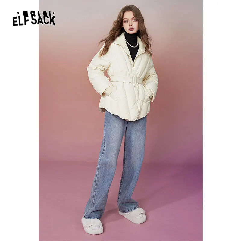 ELFSACK New Chinese Style Down Coats Women 2023 Winter Luxury Designed Jackets