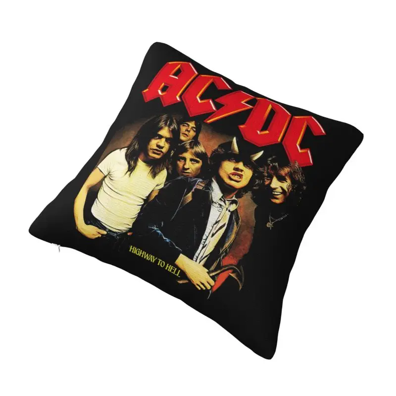 Custom Vintage Rock AC DC Cushion Cover 45x45cm Heavy Metal Music Band Soft Luxury Pillow Case