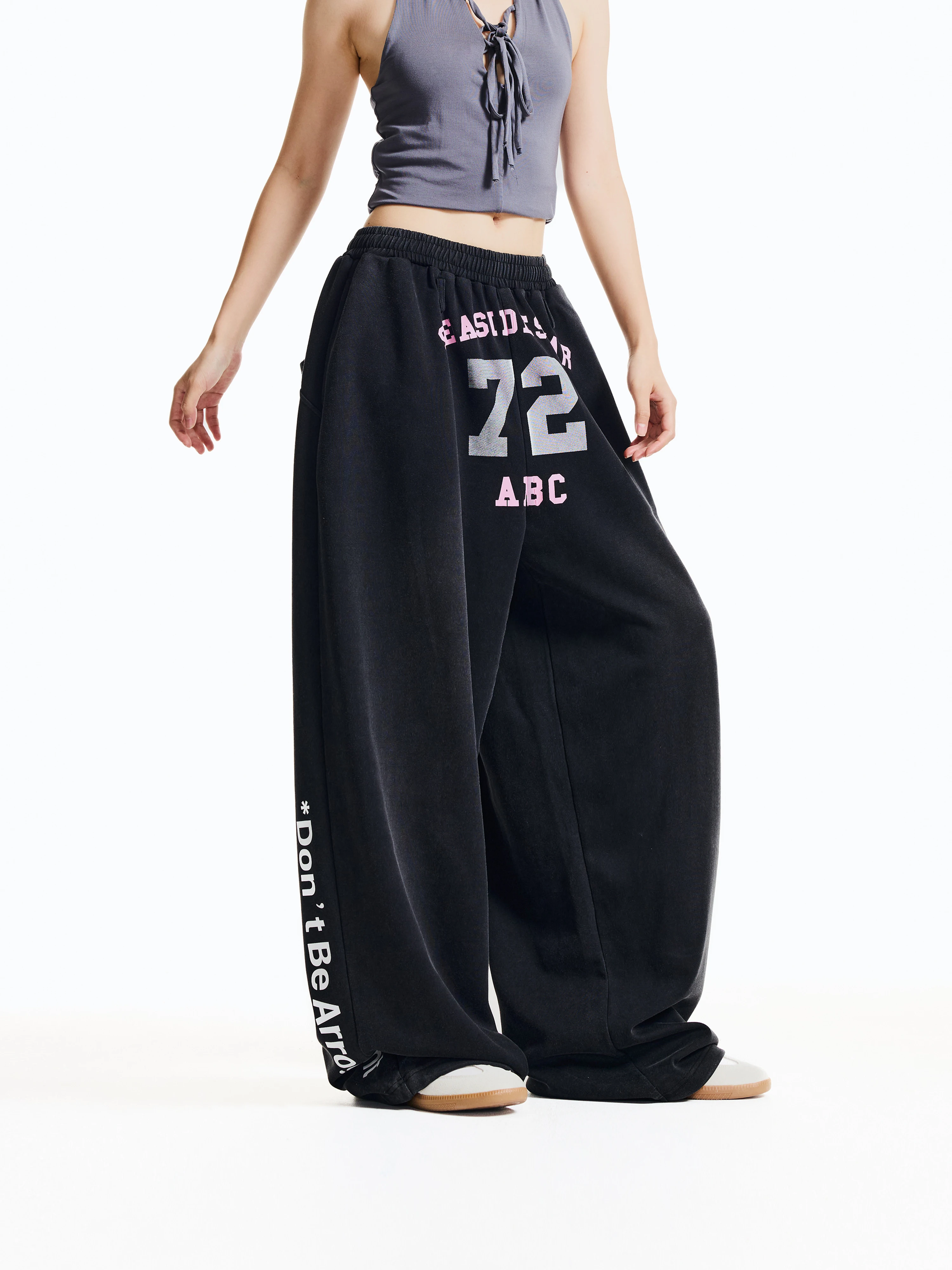 High Waist Straight Leg Pants Streetwear Jazz Dance Print Loose Fit Slimming Long Trousers for Women Summer Cotton Polyester ...
