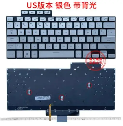 

US backlit silver Keyboard For ASUS ROG Zephyrus G15 GA503QC GA503QM GA503QR GA503Q G16 GU603 (check left shit key)