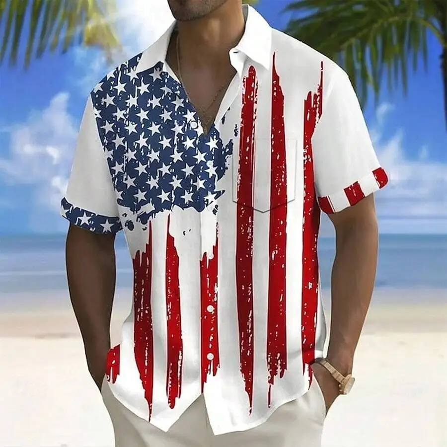 

Geometric Print Mens Cream Cotton Casual Shirt Lightweight Party Outfit