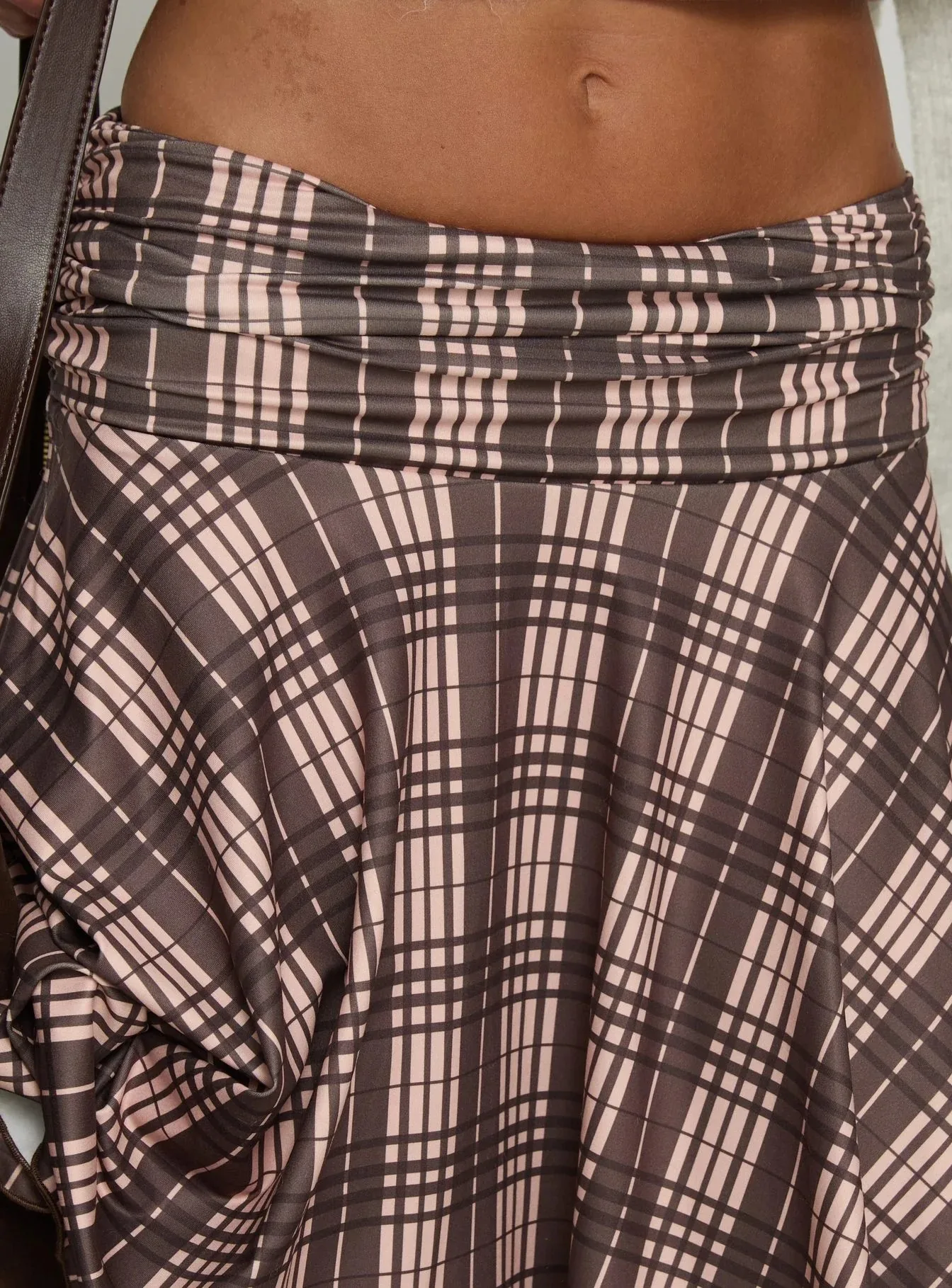 Women Summer Midi Skirts Casual Elegant Plaid Print Asymmetrical Skirt for Beach Vacation Dating Streetwear