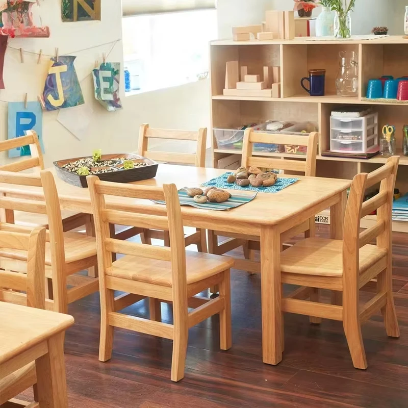 

Детский деревянный стол и стулья Монтессори, мебель для дошкольных учреждений, комплект для детского сада и яслей, набор для малышей
