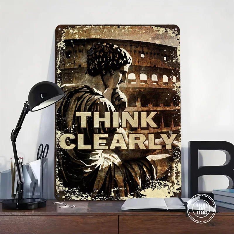 Stoic Motivational Thinker Metal Poster Tin Sign Wall Art Customizable Metal Signs for Home Decoration Vintage Decor Room Items