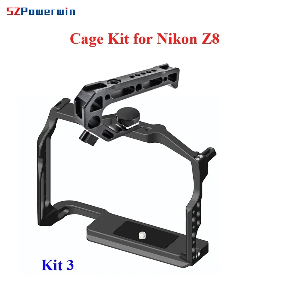 Powerwin for Nikon Z8 Camera Cage Kit Stabilizer Rig Protective Extension Frame Gimbal Arri Locating Screw Wooden Handle