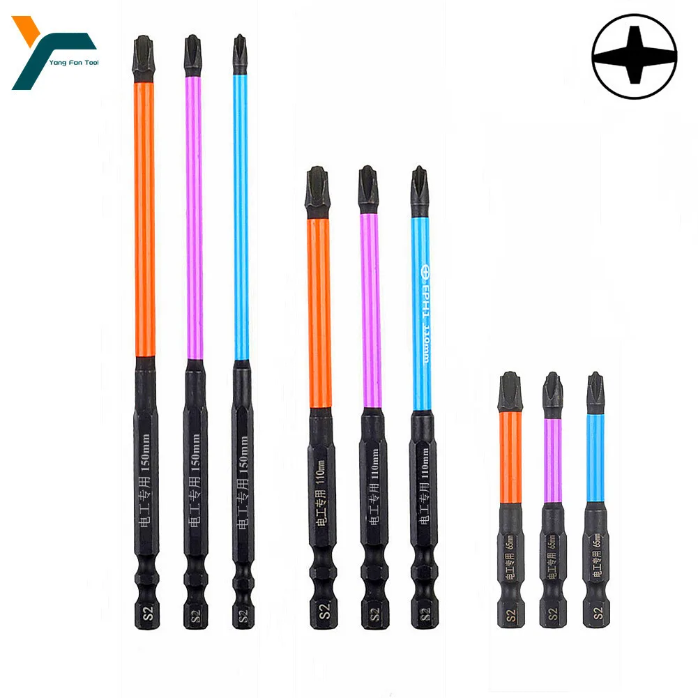 3Pcs Special Cross Screwdriver Bit FPH1 FPH2 FPH3 Magnetic Nut Driver 65 110 150mm For Socket Switch Electrician Repair Tool