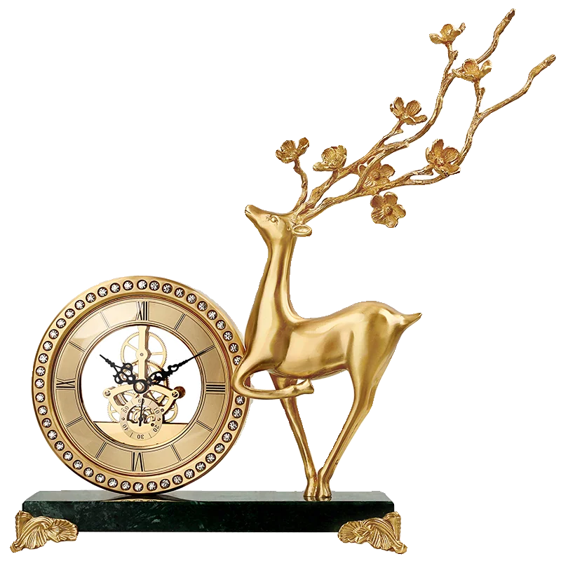Modern light luxury desktop creative decoration brass clock art living room home pendulum clock