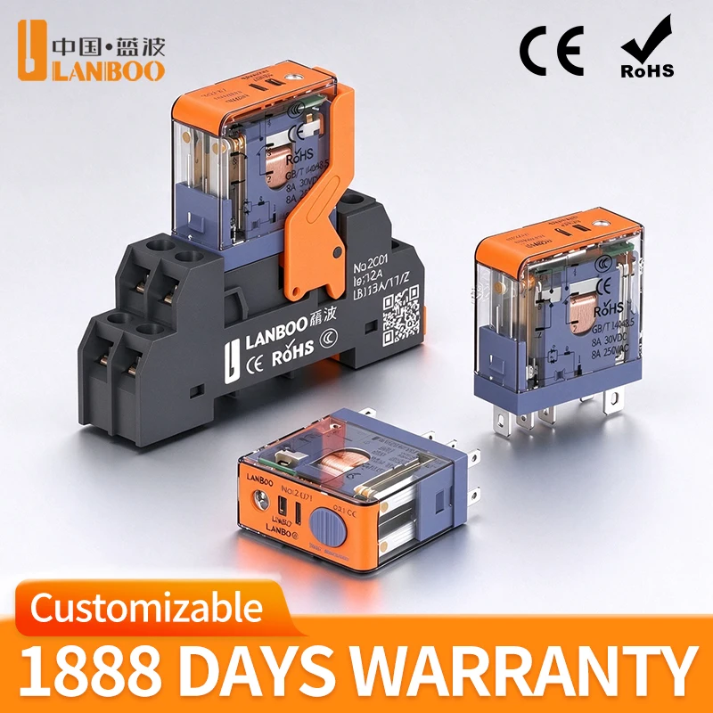 10 Sets Per Box,LBJ13A Intermediate Relay With Socket Base, 1NO1NC/2NO2NC DC12V/DC24V AC220V Narrow Electromagnetic Relay