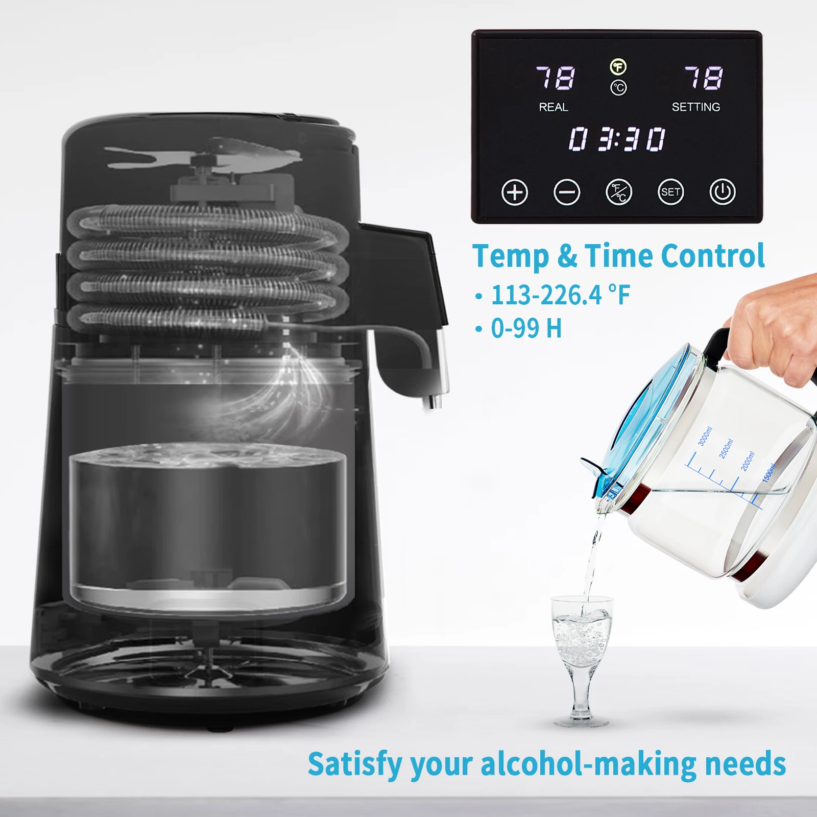 4L Water Distiller Purifier Filter Dispenser Drink Bottle Softener Dual Temp Display Overheat Protection Home Appliance