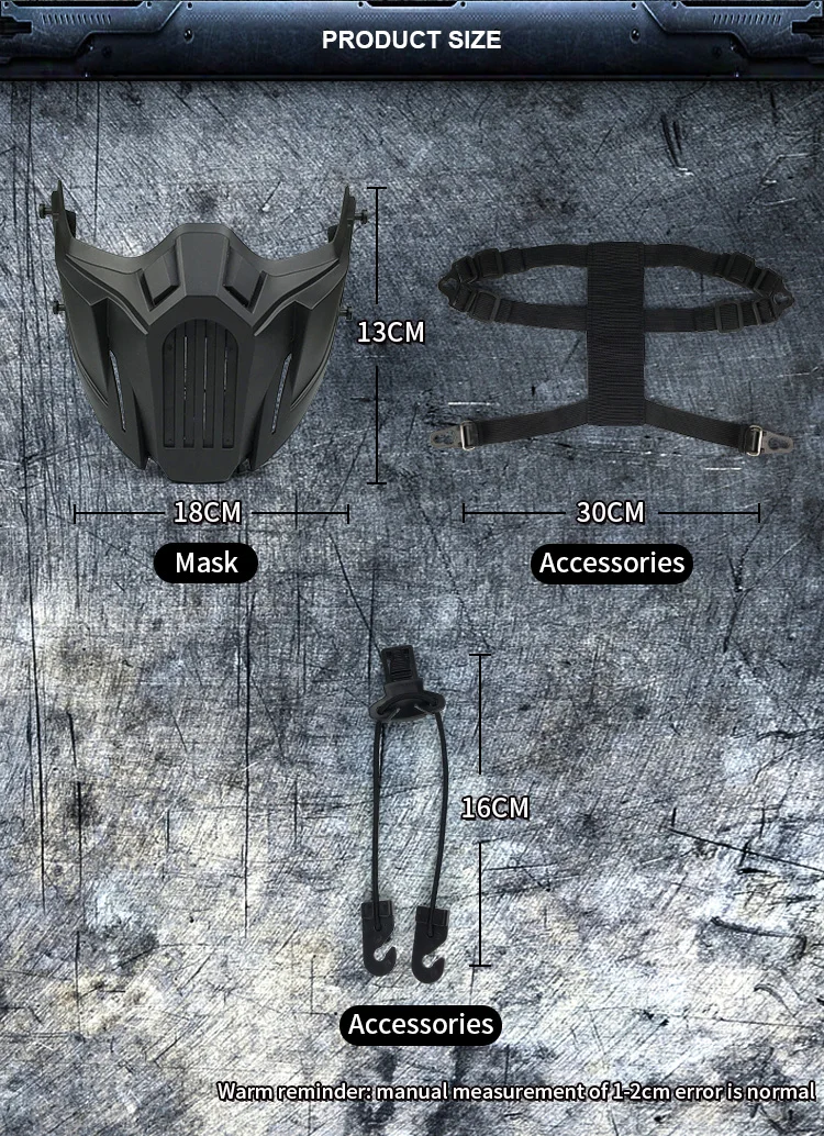 REikirc taktische halb gesicht airsoft maske verstellbar cs cosplay halloween militär masken – Detail 12
