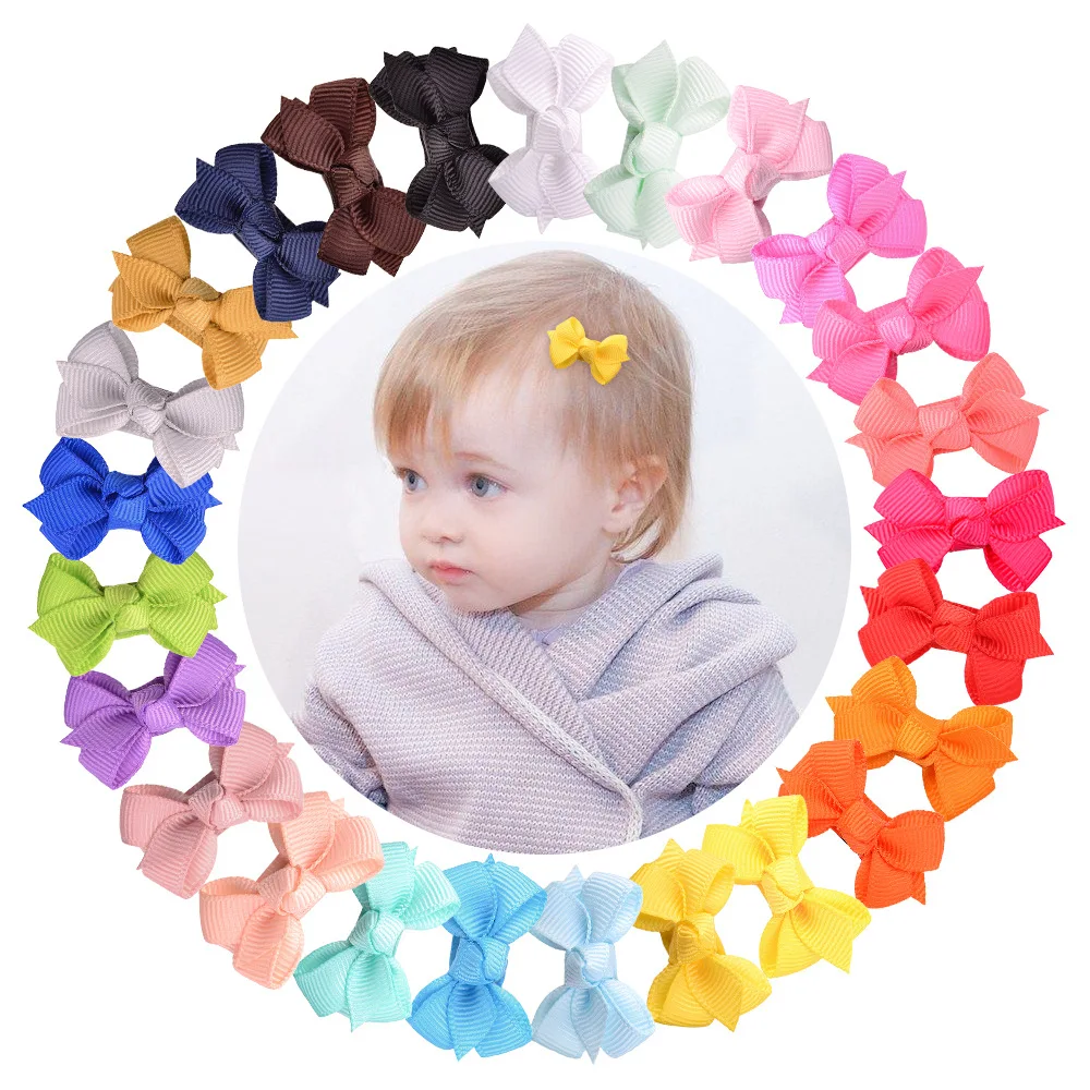 

1pcs Lovely Grosgrain Ribbon Mini Bowknot Hair Clips for Baby Girls 1.5'' Baby Bangs Bows Hairpins Photography Props Wholesale