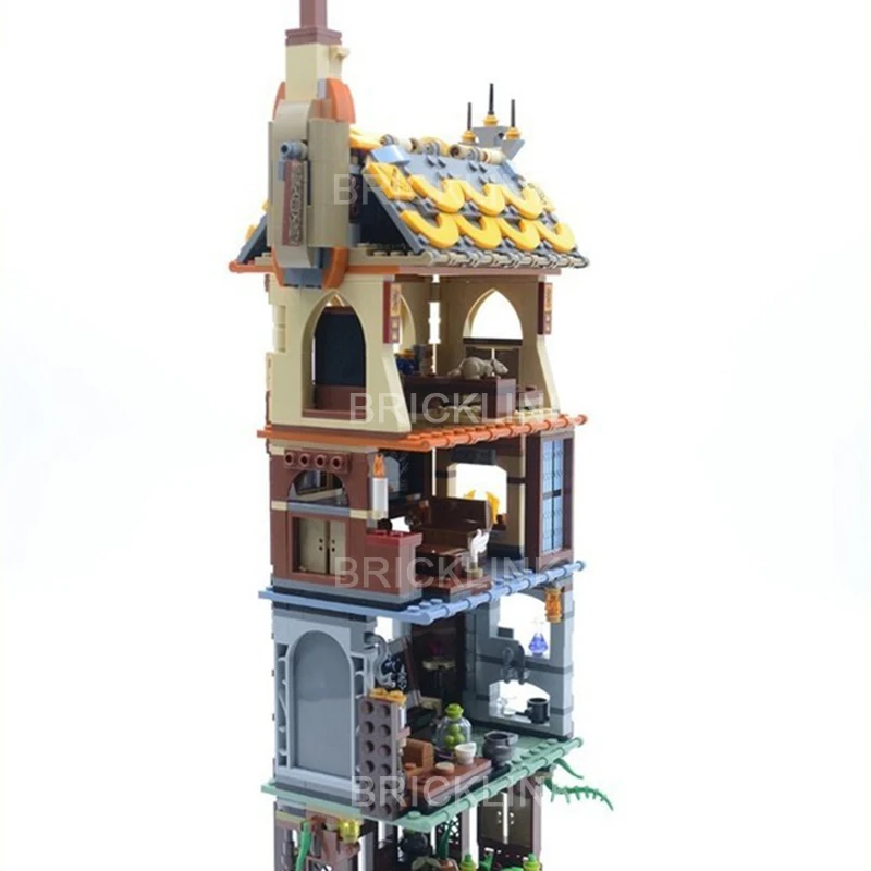 Bricklink MOC Magic Book 4 in 1 Transform Magic Tower Hogwartsing Moment 76382 76383 76384 76385 Set Building Blocks Toys Gift