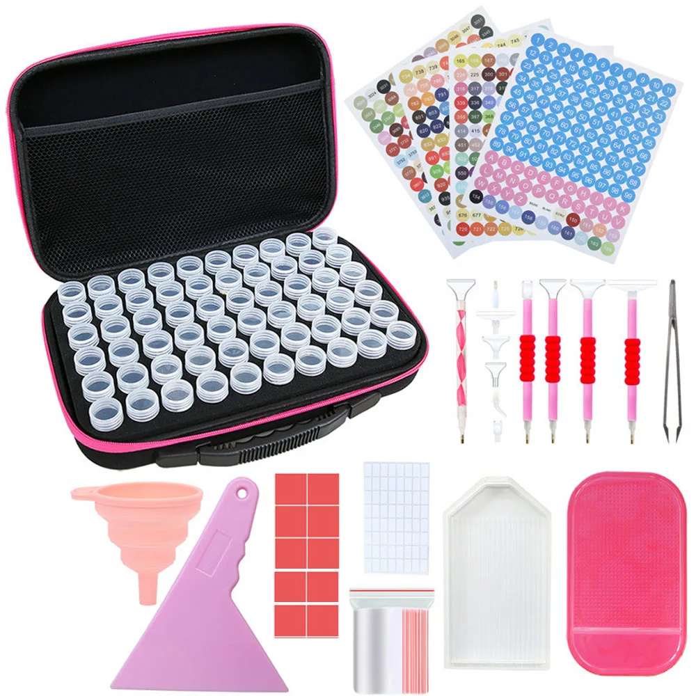 Kit de caja de almacenamiento de 30/60 piezas, accesorios de pintura de diamantes, etiqueta a todo Color DMC, contenedores de almacenamiento de herramientas de papel, bolsa, caja de mosaico