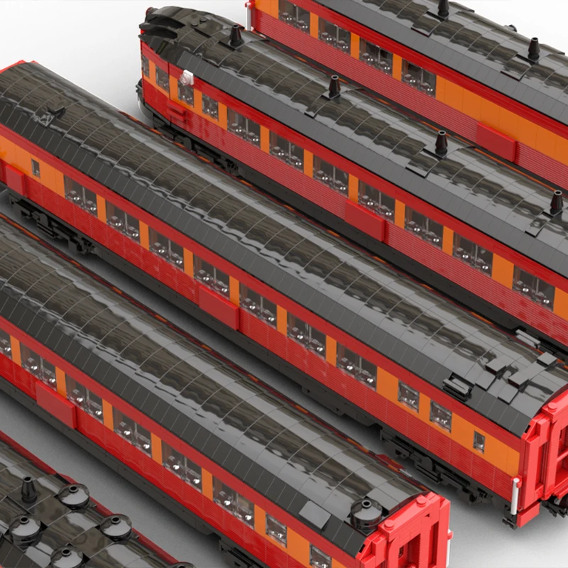 Kits de tren de pasajeros de ferrocarril de tecnología, juego de cinco coches, modelo de bloques de construcción MOC, juguetes para niños, regalos de navidad