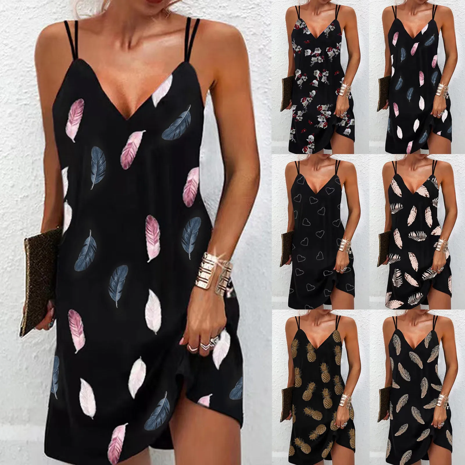 Vestido informal de verano para mujer, camiseta estampada sin mangas, Túnica sin tirantes, sexy, Bodycon