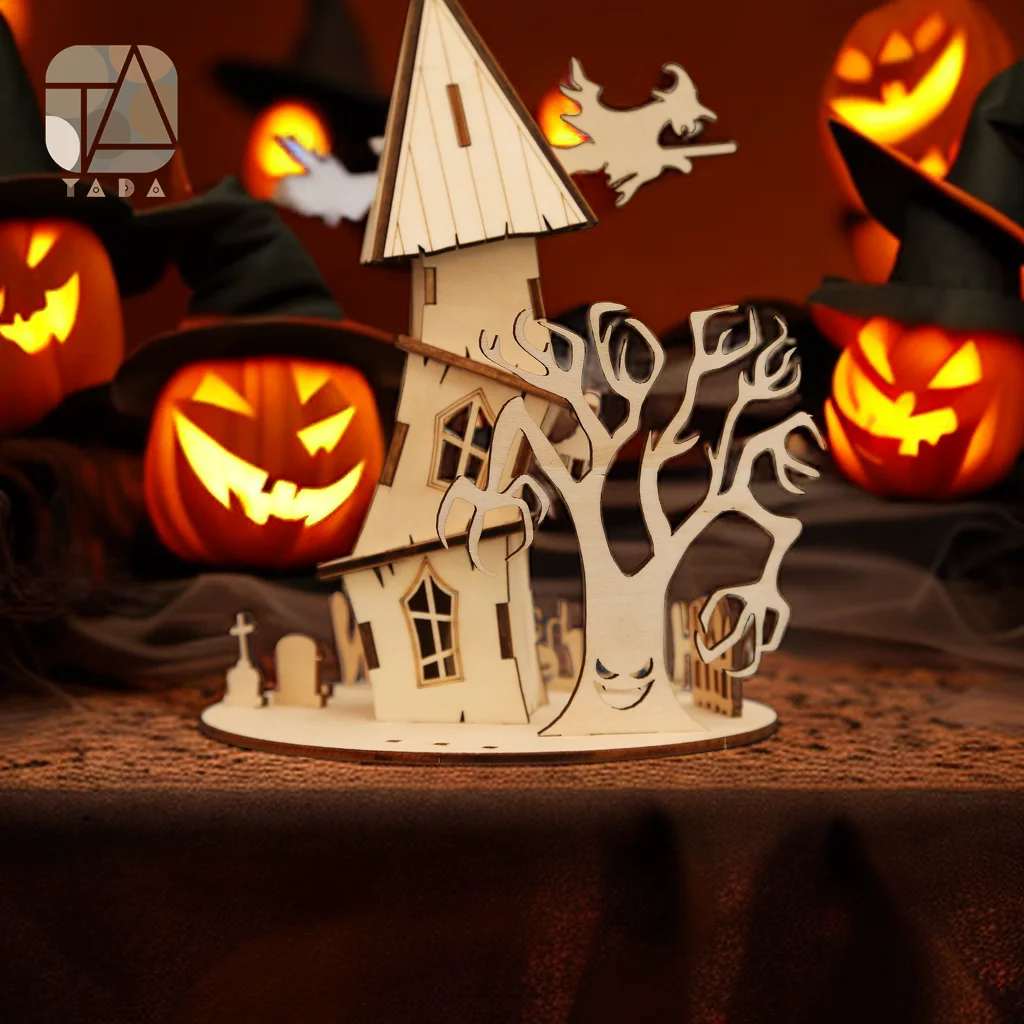 Tada-Puzzle 3D en Bois pour Décoration de Maison d'Halloween, Modèle Mécanique à Assembler, Jouet de ix, Cadeau pour Enfant et Adulte