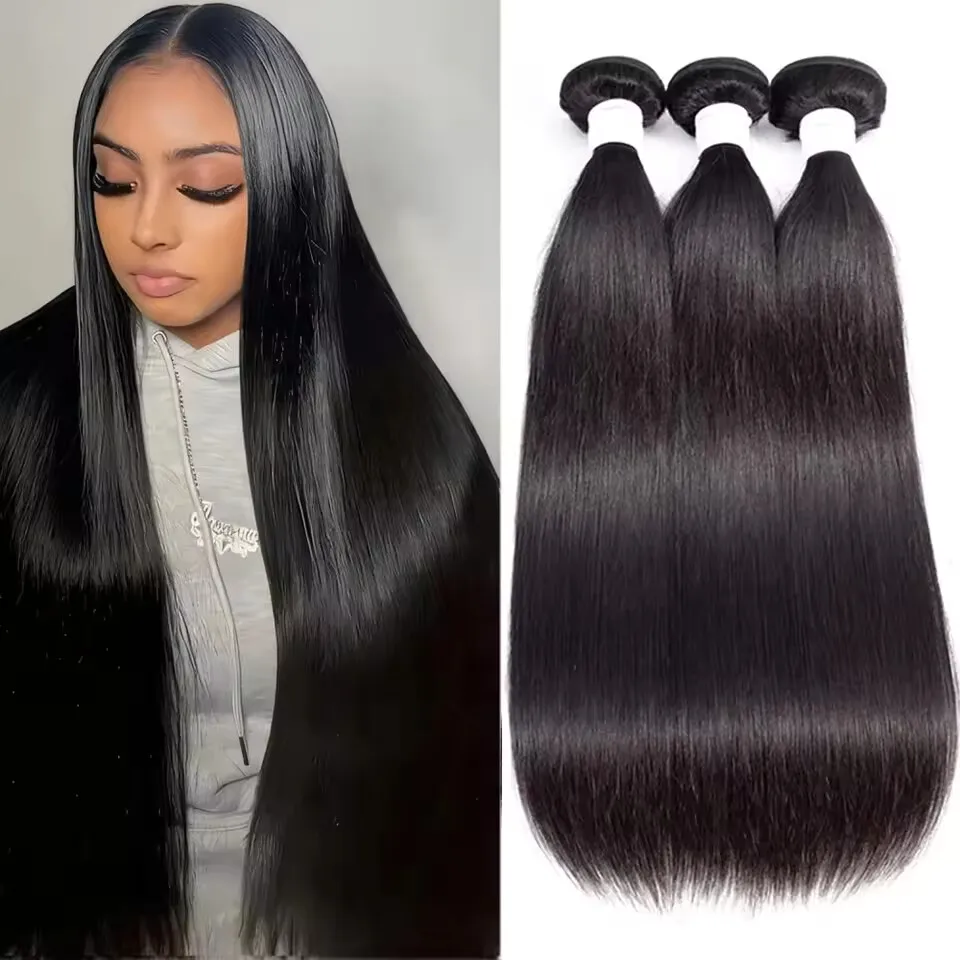Extensions de cheveux brésiliens 12A Bone Straight, 36, 38, 40 pouces, cheveux humains naturels, lots de 1/3/4 pièces, pour femmes.