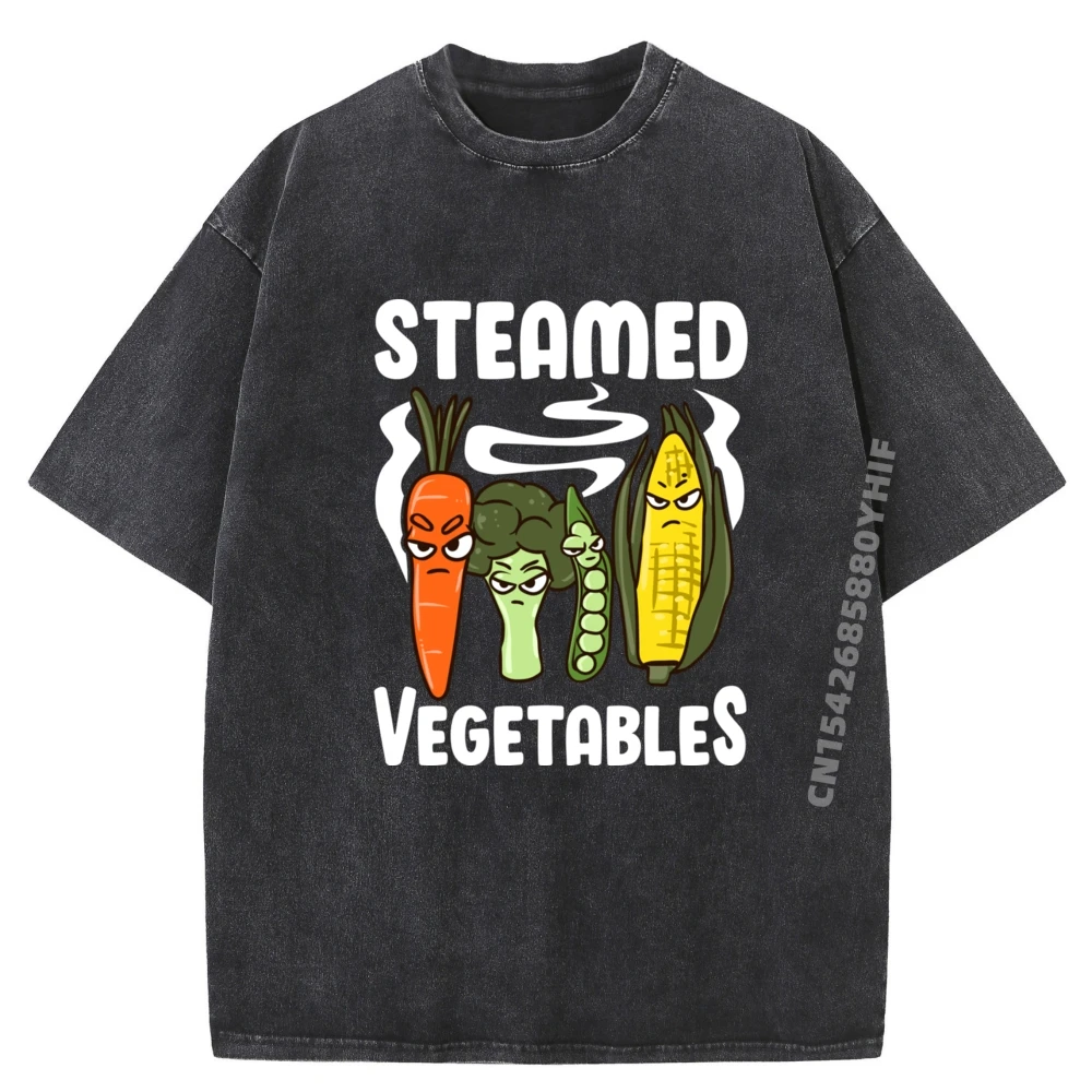 

Steamed Vegetables Pun For Vegans Men T Shirts High Quality Clothes Mens Streetwear Washed Camisetas Hombre