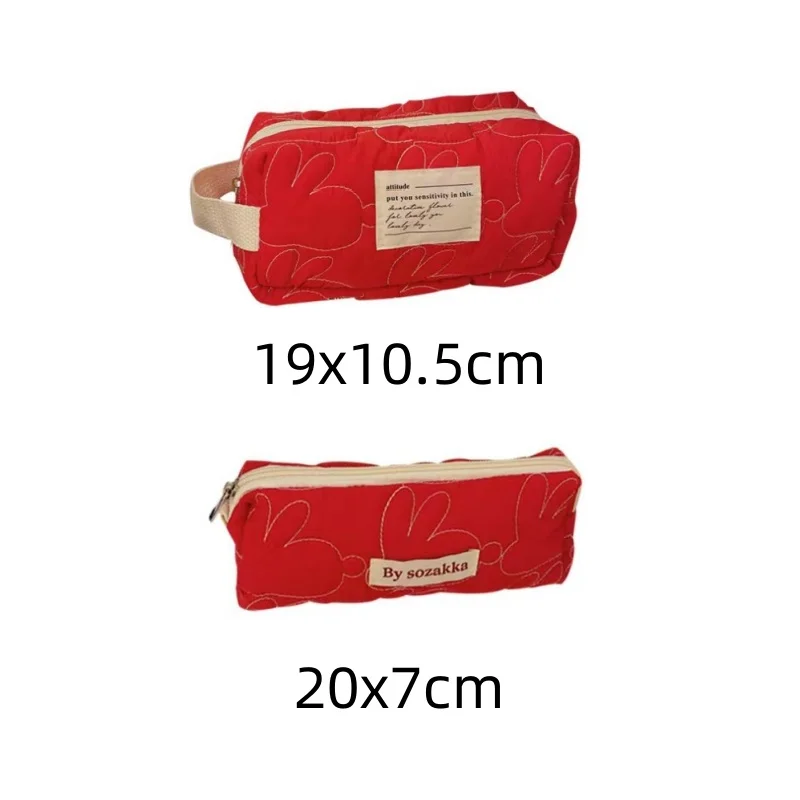 1pc Red Pink Pencil Case Stationery Pencil Pouch School Supplies Solid Color Pencilcase School Pencil Cases