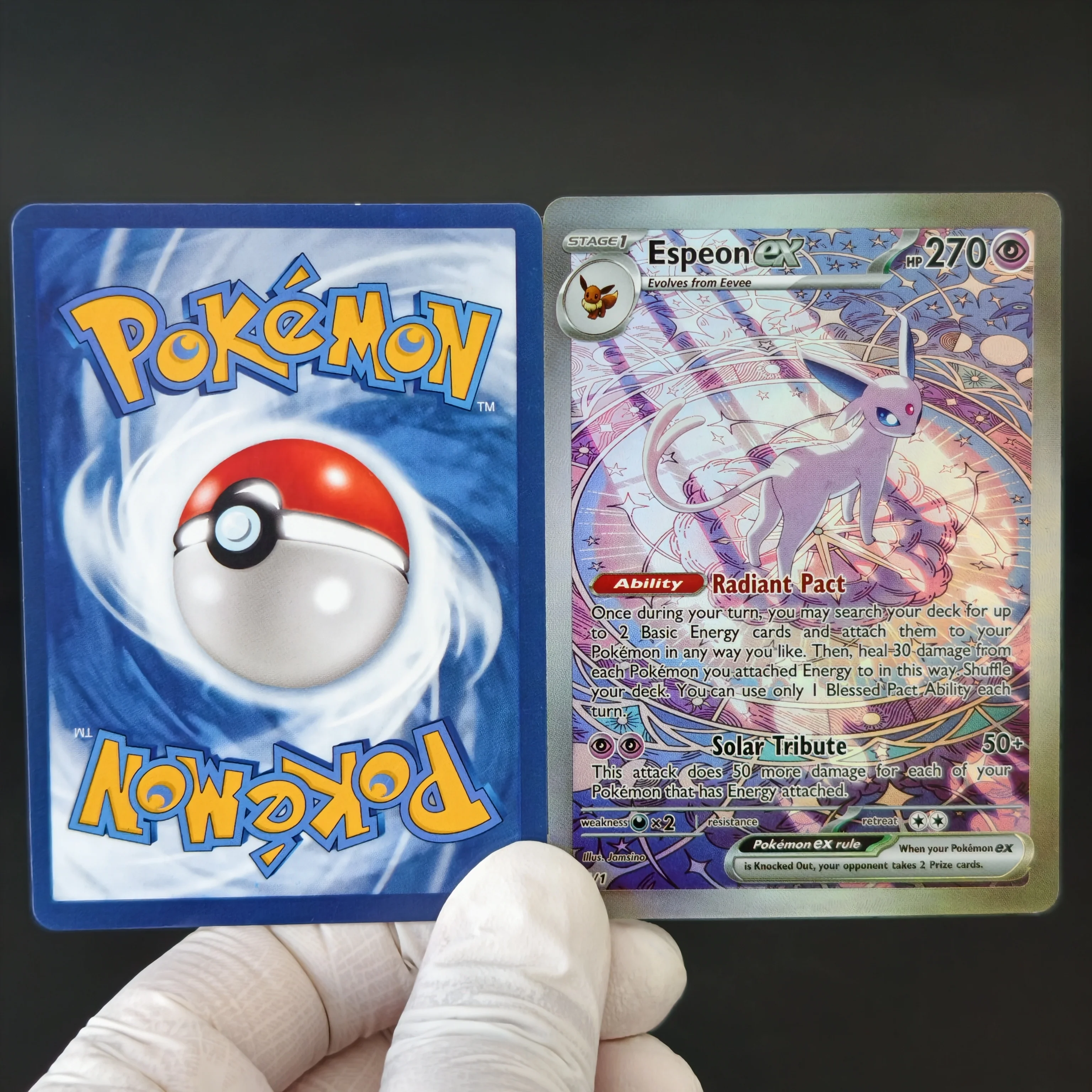 Proxy TCG Card PKM Espeon EX Umbreon EX Full Art Starry Holo PKM Card DIY Self Made Classic Game Anime Cards Gift Toy