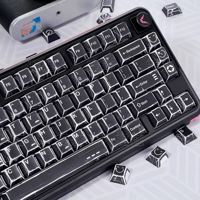 Juego de teclas con tema cómico de 151 teclas, tapa de teclado estilo Manga PBT, perfil de cereza, tecla para juegos para teclado mecánico 1.5u Alt