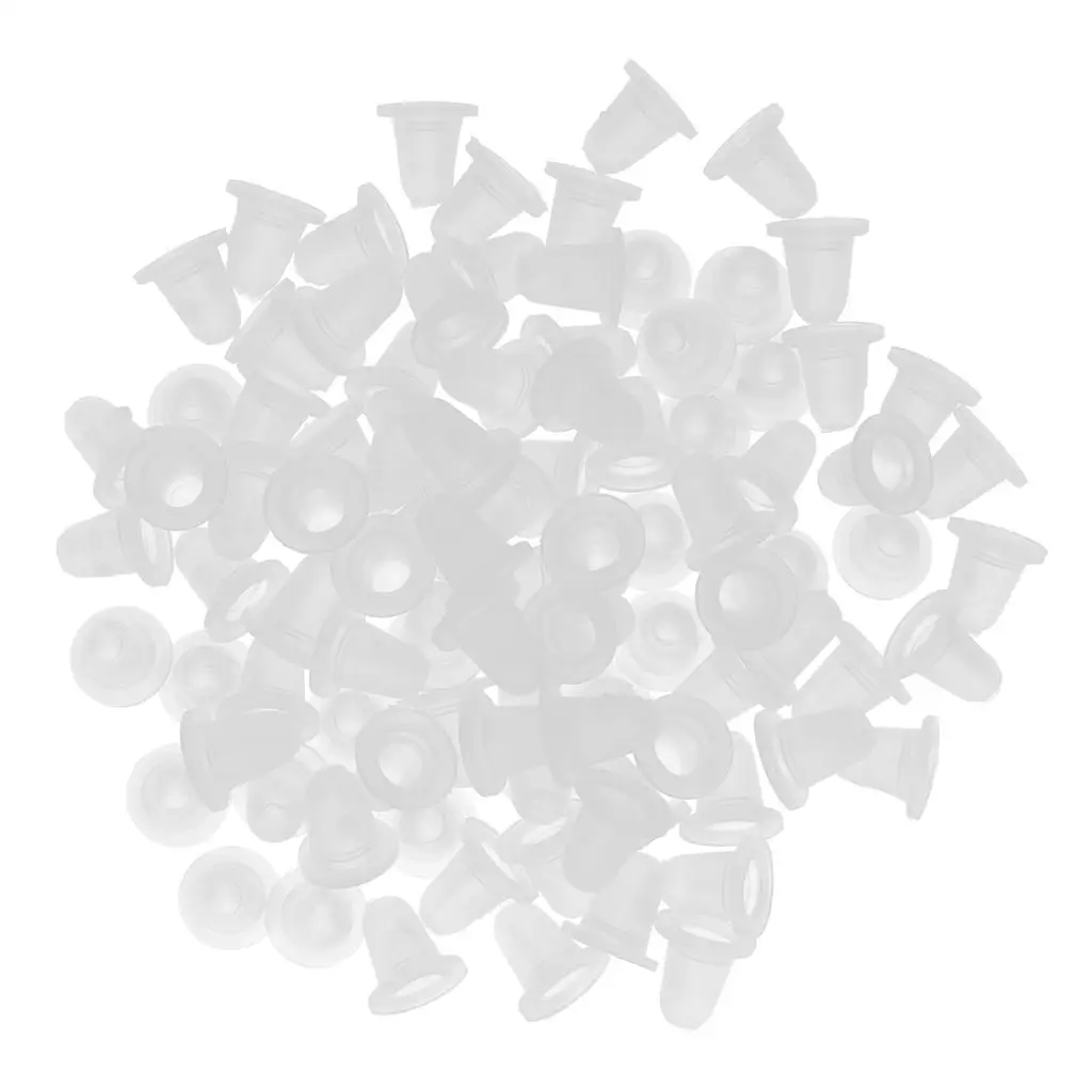 

100pcs/lot Microblading Pigment Cup Caps Soft Silicone Ink Holder Semi Permanent Makeup Supplies Clear White