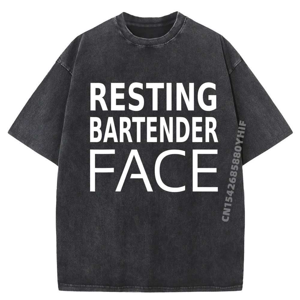

Funny Bartending Resting Bartender Face Gifts For Men Women Oversized T Shirt Men Clothes Loose Washed Shirt