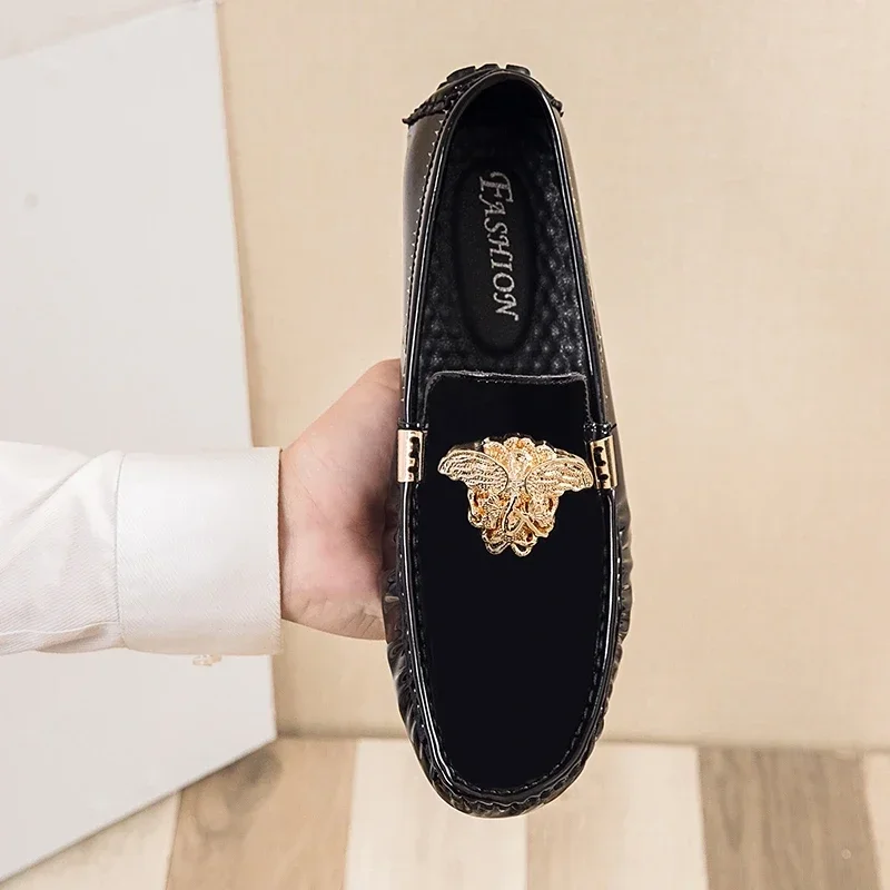 موضة الأسود أحذية الأخفاف غير رسمية للرجال تنفس الذكور فستان سهرة للحفلات أحذية كبيرة الحجم 46 47 48 الشباب الزفاف المتسكعون #6