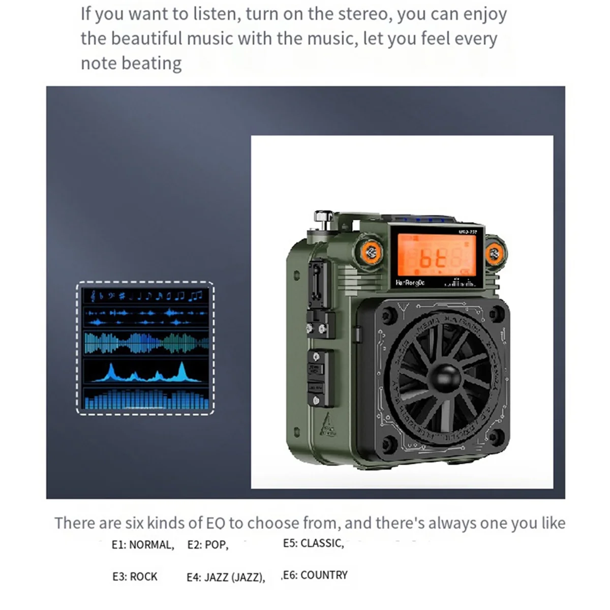 WHQT HanRongDa HRD-777 FM MW SW VHF WB Full-Band Bluetooth Radio Fingertip Gyroscope Mini Radio Multi-Function Mini Speaker