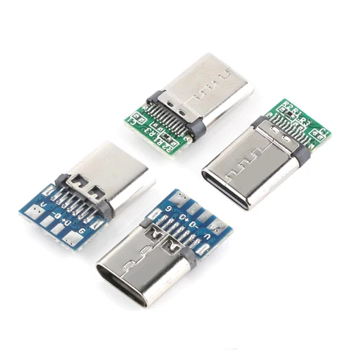 Imagen 2 del producto Conector USB 3,1 tipo C, adaptador de receptáculo de enchufe macho/hembra de 24 pines a Cable de soldadura y Cable de 24 pines, compatible con placa PCB, 10 Uds.