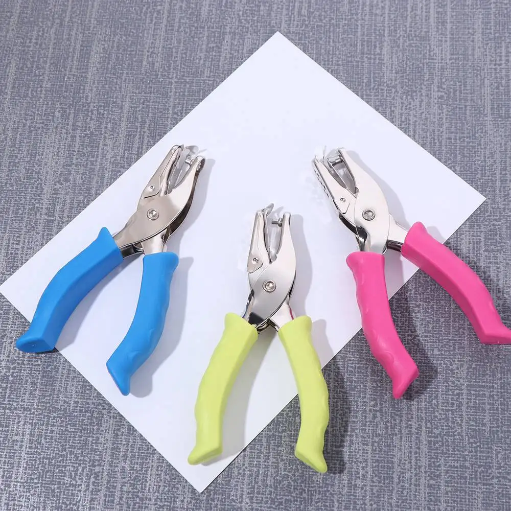 2Pcs 3/6mm Single Hole Punching Machine Creative Rubber Handle Mini Paper Puncher Portable Non-slip Punch Plier Scrapbooks